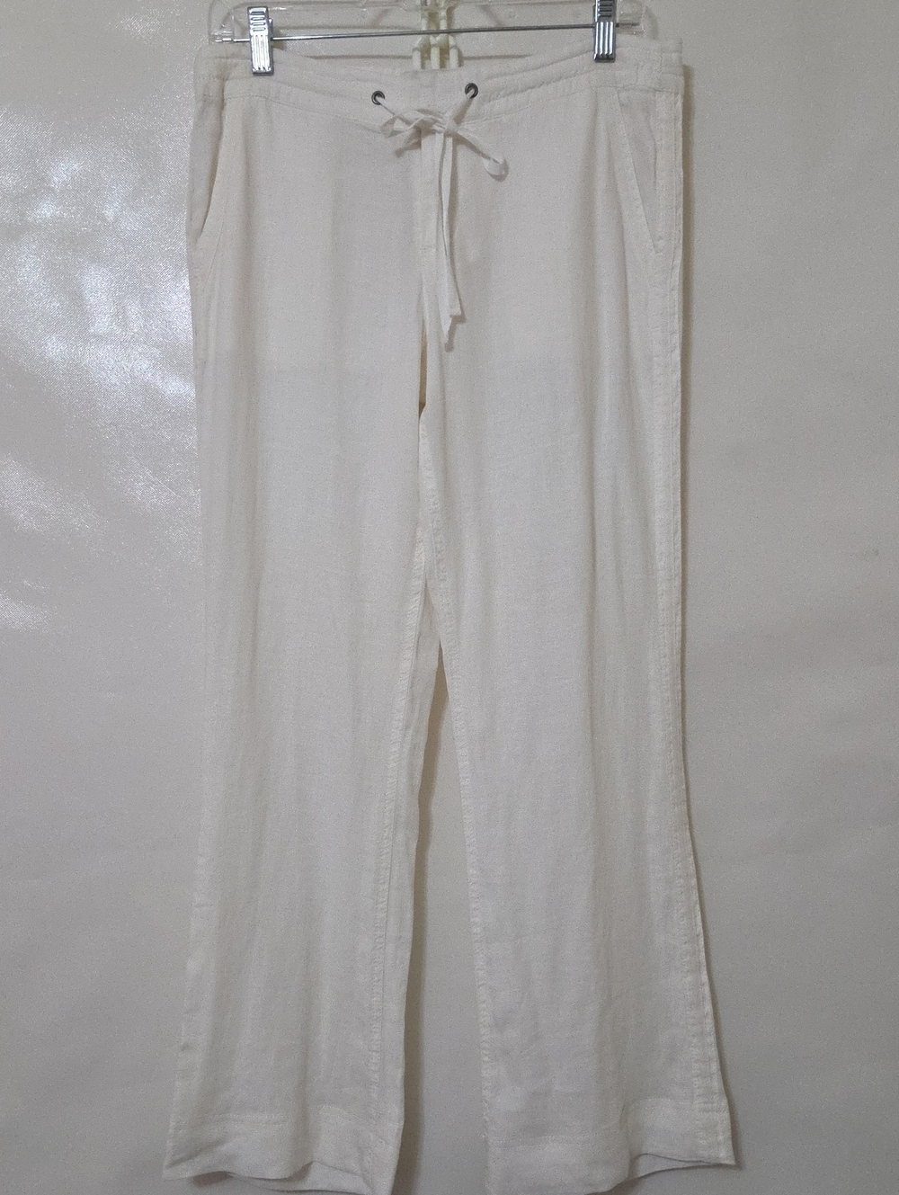 Joie Women's Cream Drawstring Wide-Leg 100% Linen Pants - Size 2